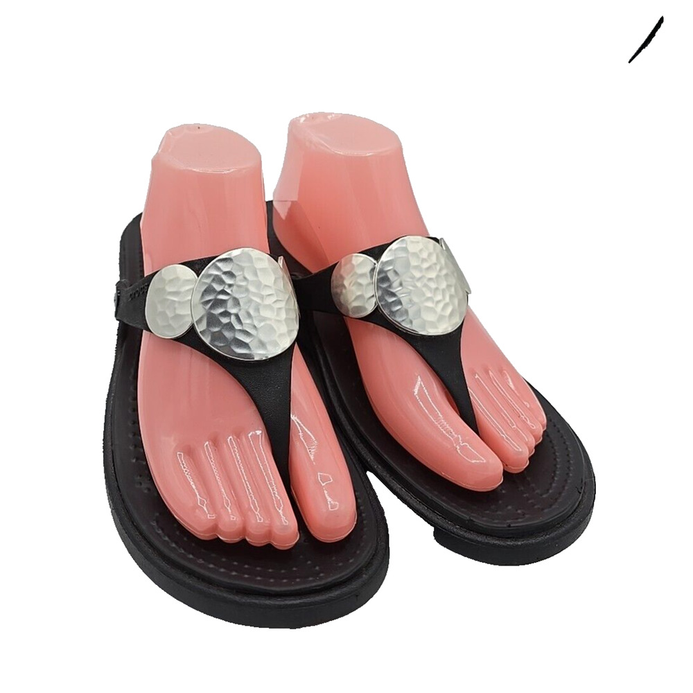 Crocs Sanrah Black Embellished Wedge Slip On Flip Flops Sandals Womans‎ Size 10